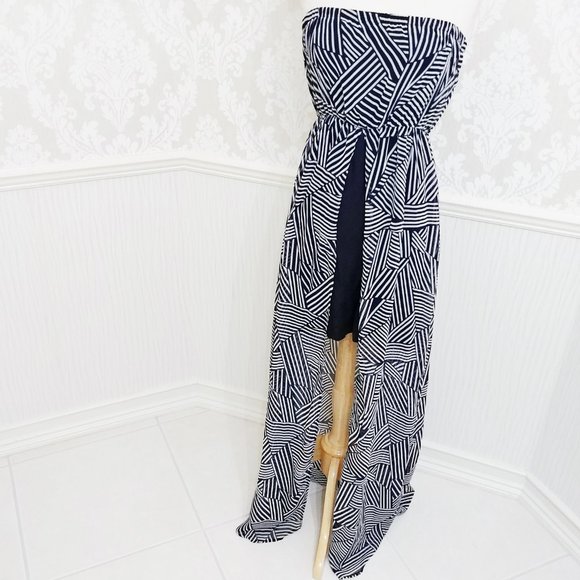 Papaya Bodycon Strapless Dress Long Sheer Sides Beach Vibes Juniors Size Small - Picture 2 of 5